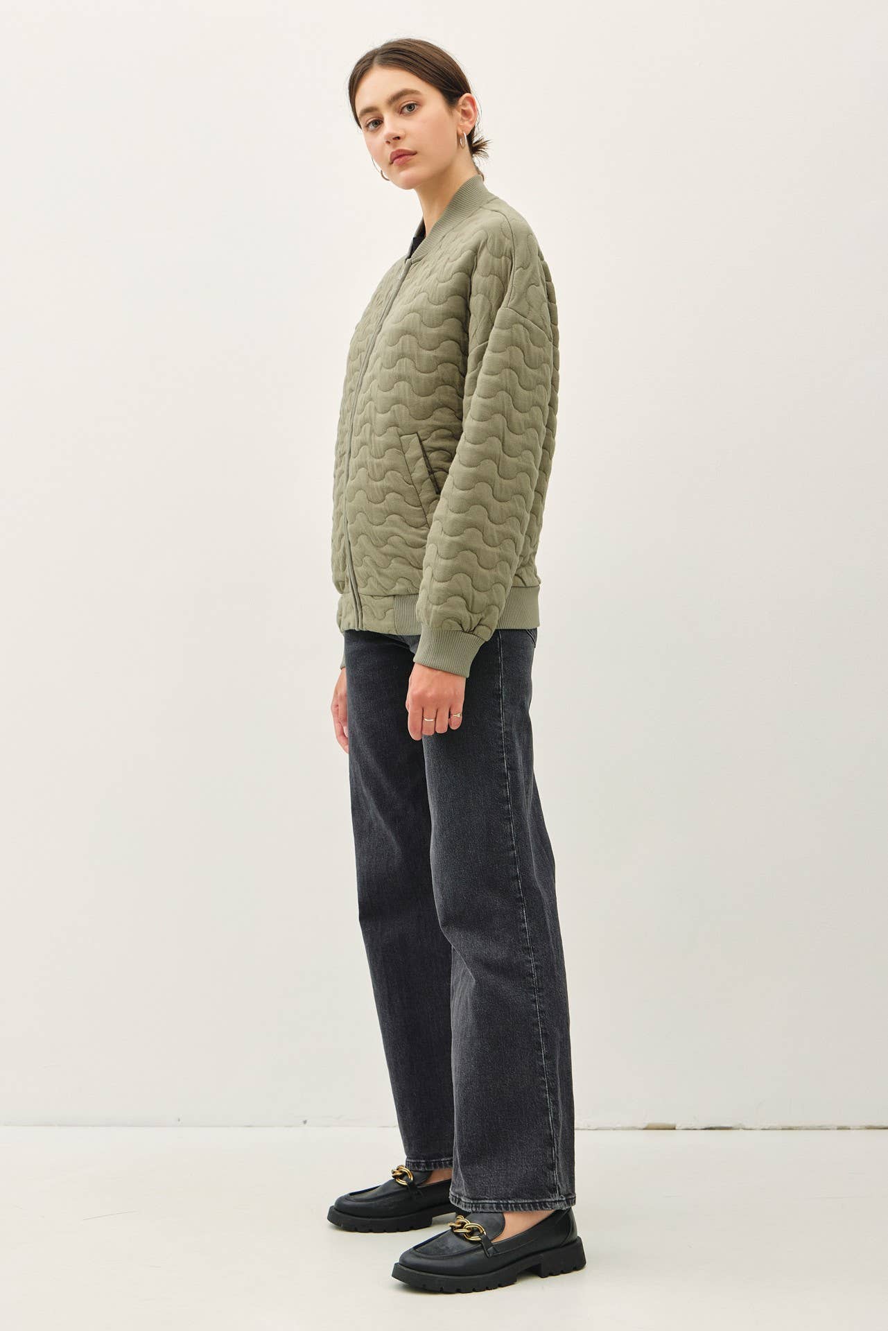 Quilted Bomber Olive