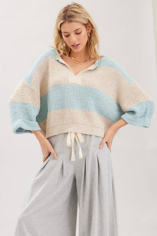 Blue Ribbon | Striped V-Neck Sweater