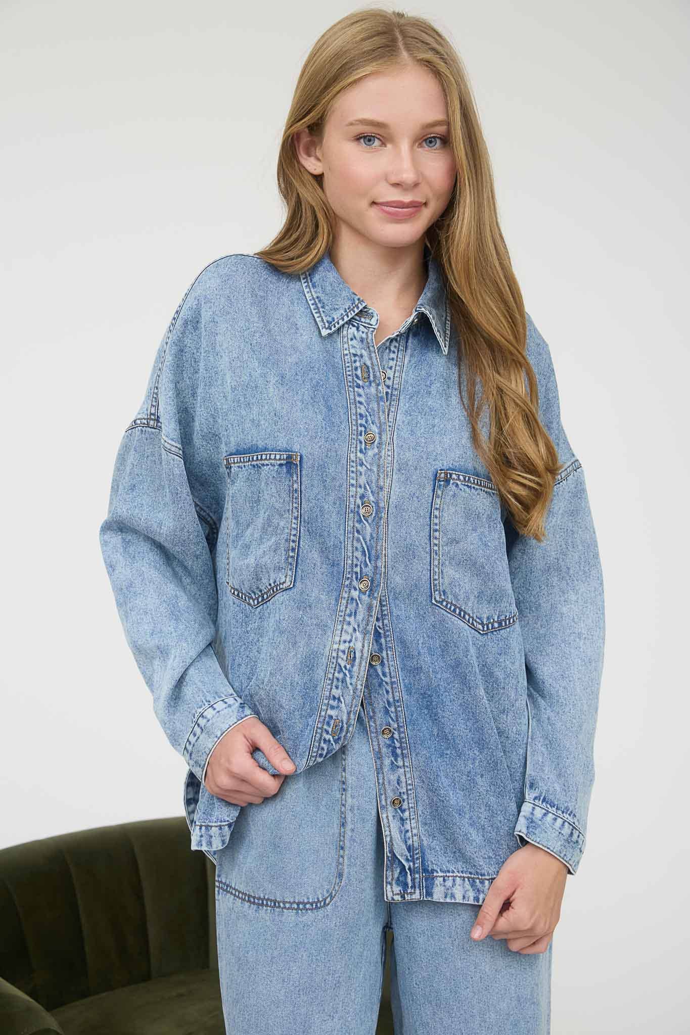 Buttoned Blues Top