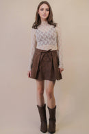 Mesh Lace Knit Top Champagne