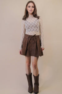 Mesh Lace Knit Top Champagne