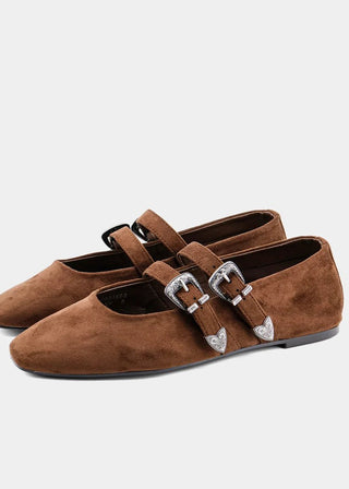 Albany Brown Suede Flat - Sugar Co.
