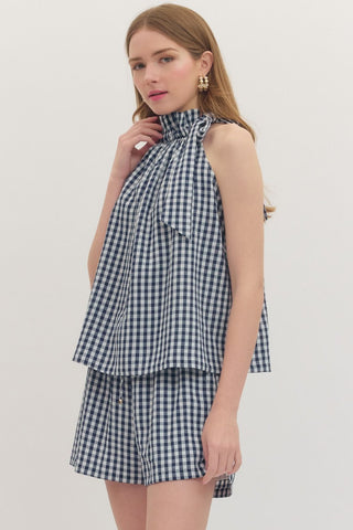 All - American Gingham Halter Tank - Sugar Co.