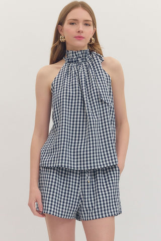 All - American Gingham Halter Tank - Sugar Co.