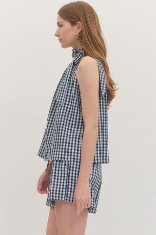 All - American Gingham Halter Tank - Sugar Co.