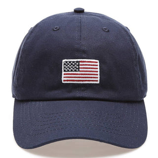 American Flag Patched Cotton Baseball Cap Navy - Sugar Co.