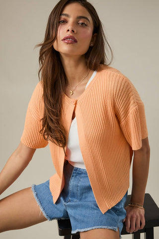 Apricot Ease Button Cardigan - Sugar Co.