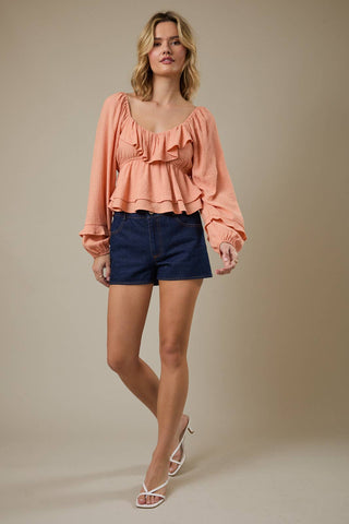Apricot Flutter Blouse - Sugar Co.