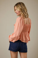 Apricot Flutter Blouse - Sugar Co.