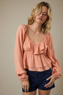 Apricot Flutter Blouse - Sugar Co.