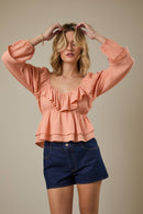 Apricot Flutter Blouse - Sugar Co.