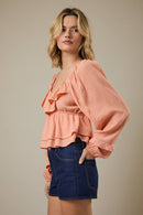 Apricot Flutter Blouse - Sugar Co.