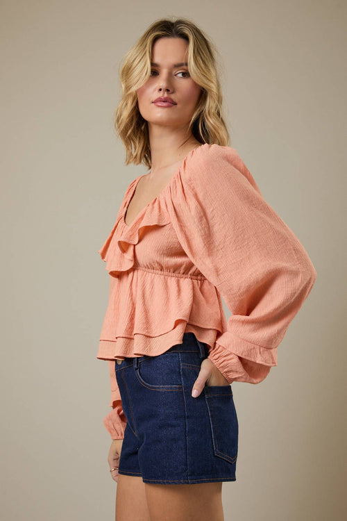 Apricot Flutter Blouse - Sugar Co.