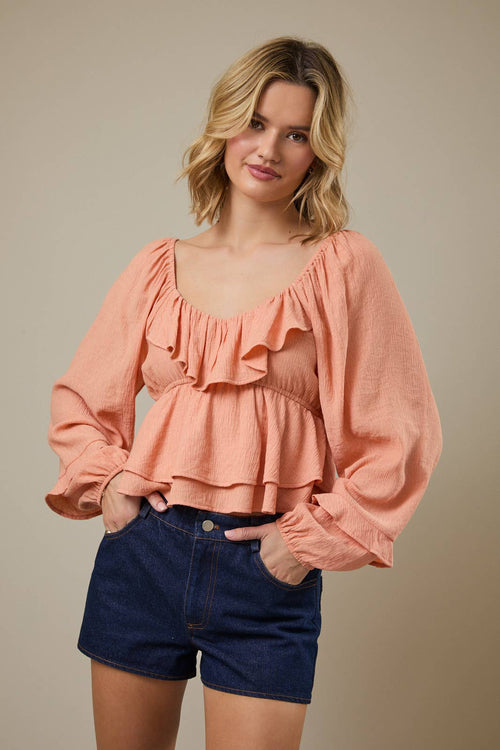Apricot Flutter Blouse - Sugar Co.