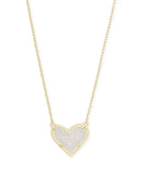 Ari Heart Short Pendant Necklace in Gold Iridescent Drusy - Sugar Co.