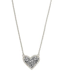 Ari Heart Short Pendant Necklace in Rhodium Platinum Drusy - Sugar Co.