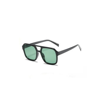 Aviator Square Sunglasses in Black with Tan Lenses: Green - Sugar Co.