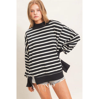 Cozy & Striped Mock Neck