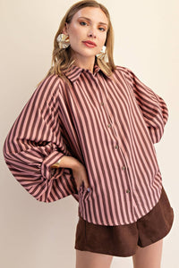 Bates Button Front Shirt Blush