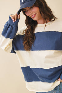 Everyday Panel Long Sleeve Top: Pineapple Navy