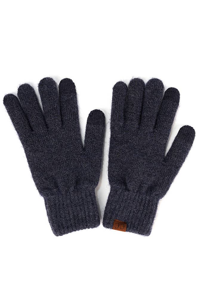 C.C Heather Knit Plain Gloves: Cacao