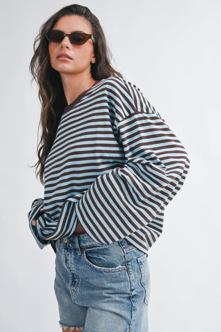 Sugar Stripe Long Sleeve Chocolate