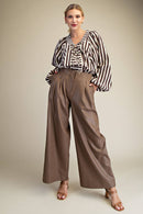 Dolman Lace-Up Blouse: Brown