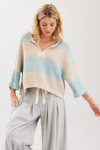 Blue Ribbon | Striped V-Neck Sweater