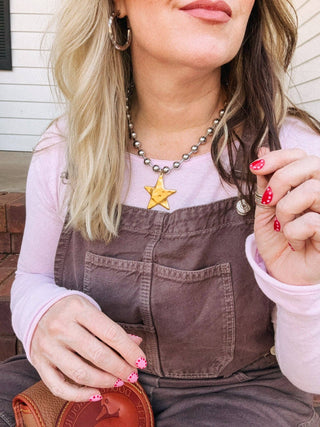 Barb & Star Necklace || Silver With Gold Star: Silver - Sugar Co.