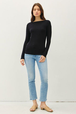 Basic Boat Neck Long Sleeve Ivory - Sugar Co.