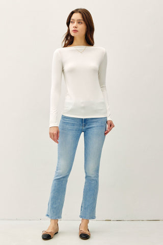 Basic Boat Neck Long Sleeve Ivory - Sugar Co.