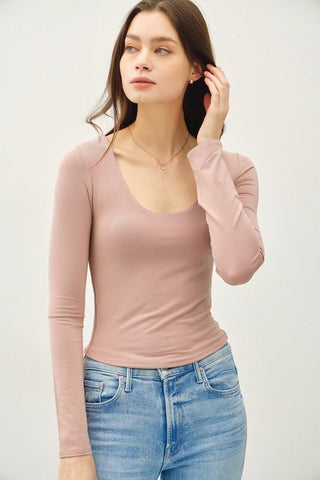Basic Long Sleeve Top Hazelnut - Sugar Co.