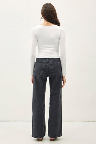 Basic Long Sleeve Top Off White - Sugar Co.