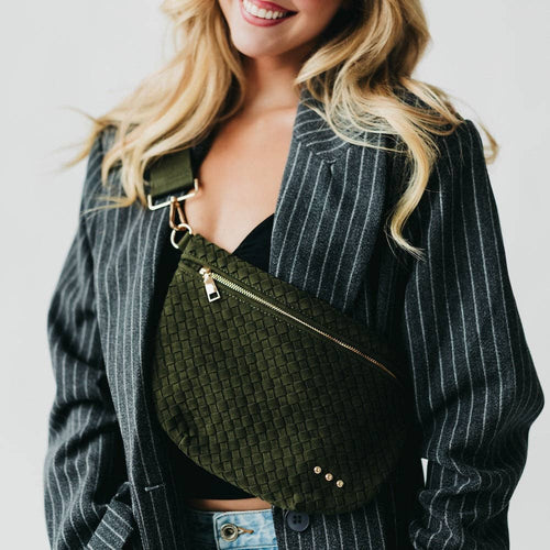 Suede Westlyn Woven Bum Bag: Suede Taupe