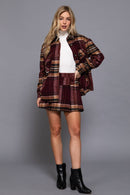 Luxe Plaid Wool Jacket Burgundy