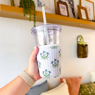 Bellflowers and Stripes | Iced Coffee Sleeve : Medium - Sugar Co.
