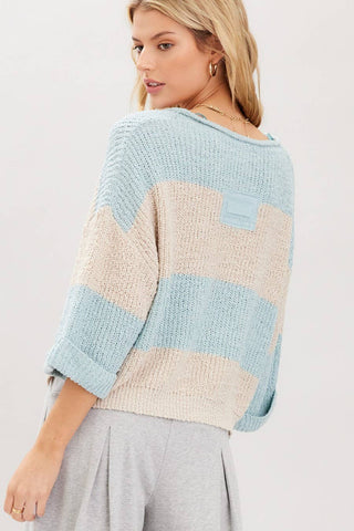 Blue Ribbon | Striped V-Neck Sweater