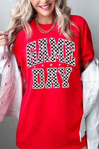Checkered Game Day Graphic Heavy Cotton Tee Black