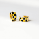 Black & Yellow Checkered Enamel Huggies - Sugar Co.