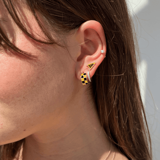 Black & Yellow RAH Pennant Studs - Sugar Co.