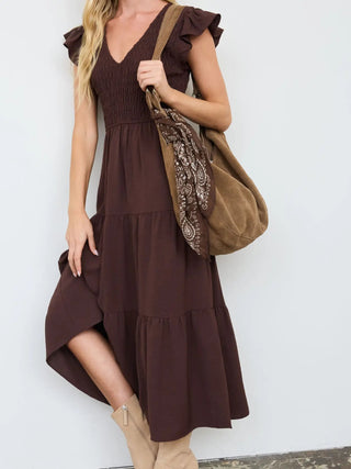 Bliss Midi Dress Chocolate - Sugar Co.