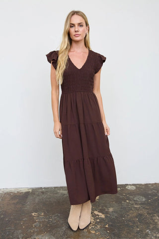 Bliss Midi Dress Chocolate - Sugar Co.