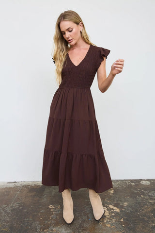 Bliss Midi Dress Chocolate - Sugar Co.