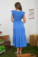 Bliss Midi Dress Dusty Blue - Sugar Co.