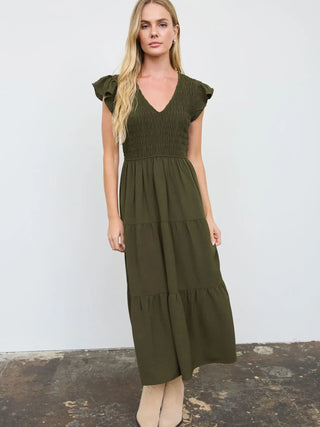 Bliss Midi Dress Dusty Olive - Sugar Co.