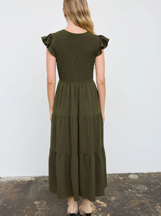 Bliss Midi Dress Dusty Olive - Sugar Co.