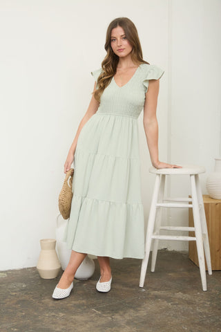 Bliss Midi Dress Light Olive - Sugar Co.