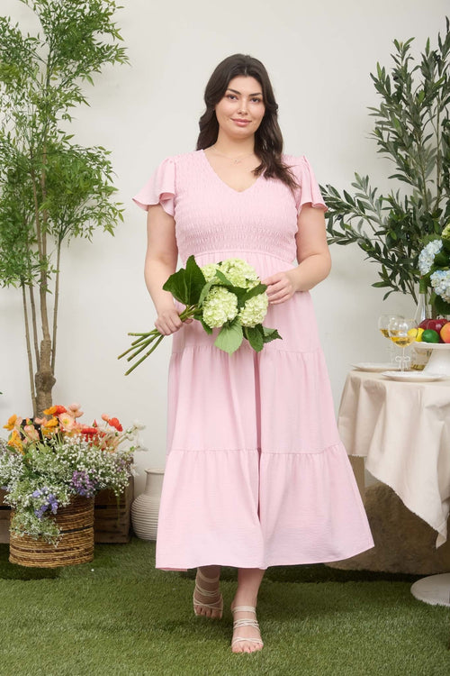 Bliss Midi Dress Light Pink - Sugar Co.