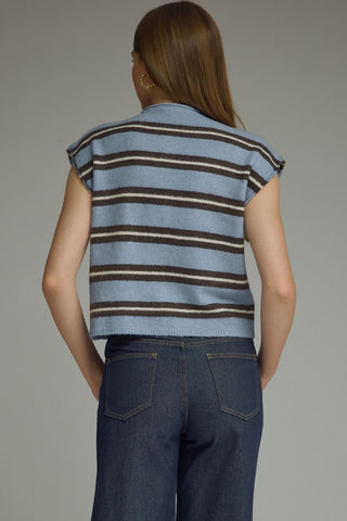 Blue Horizon Stripe Cardigan Vest - Sugar Co.