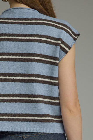 Blue Horizon Stripe Cardigan Vest - Sugar Co.